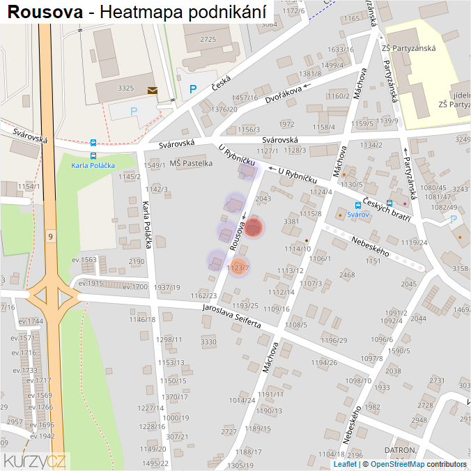 Mapa Rousova - Firmy v ulici.