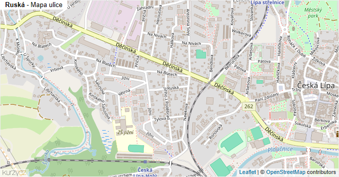 Ruská - mapa ulice