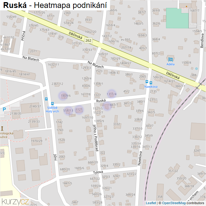 Mapa Ruská - Firmy v ulici.