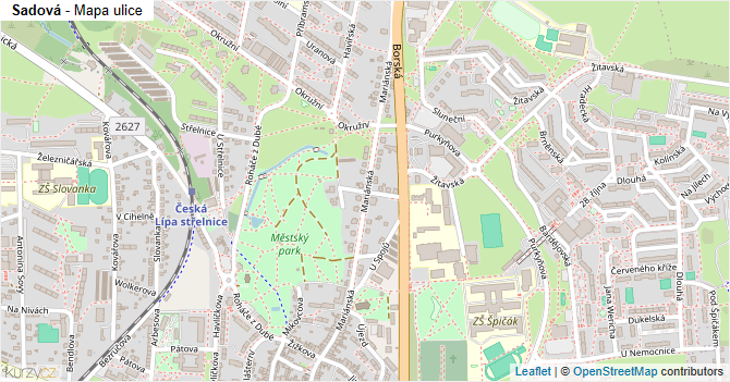 Sadová - mapa ulice