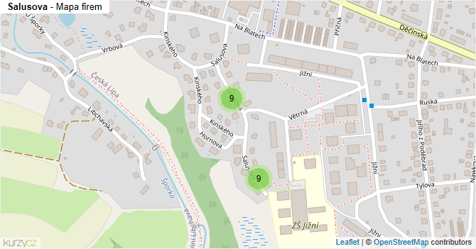 Salusova - mapa firem