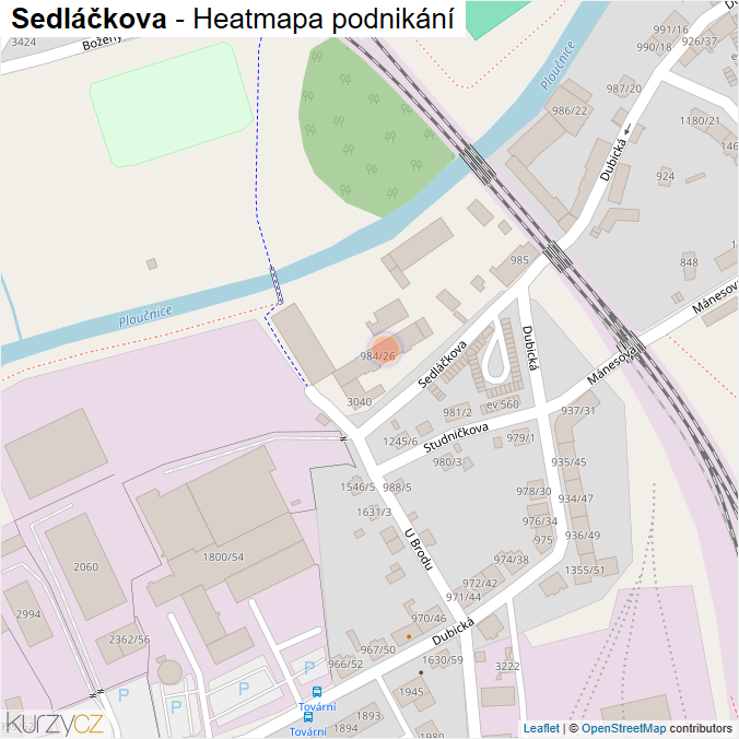 Mapa Sedláčkova - Firmy v ulici.