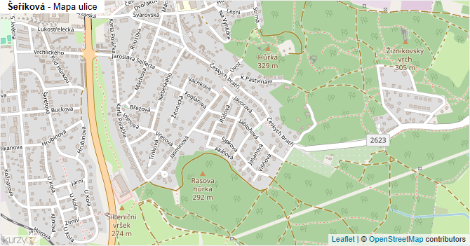 Šeříková - mapa ulice