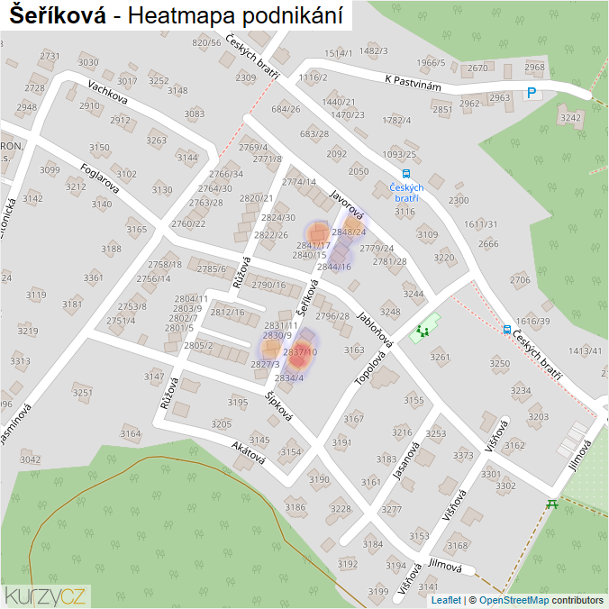 Mapa Šeříková - Firmy v ulici.