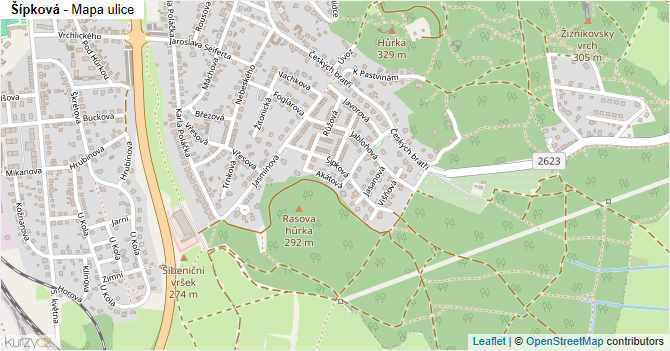 Šípková - mapa ulice