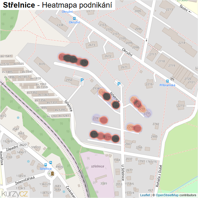 Mapa Střelnice - Firmy v ulici.