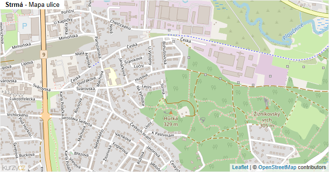 Strmá - mapa ulice