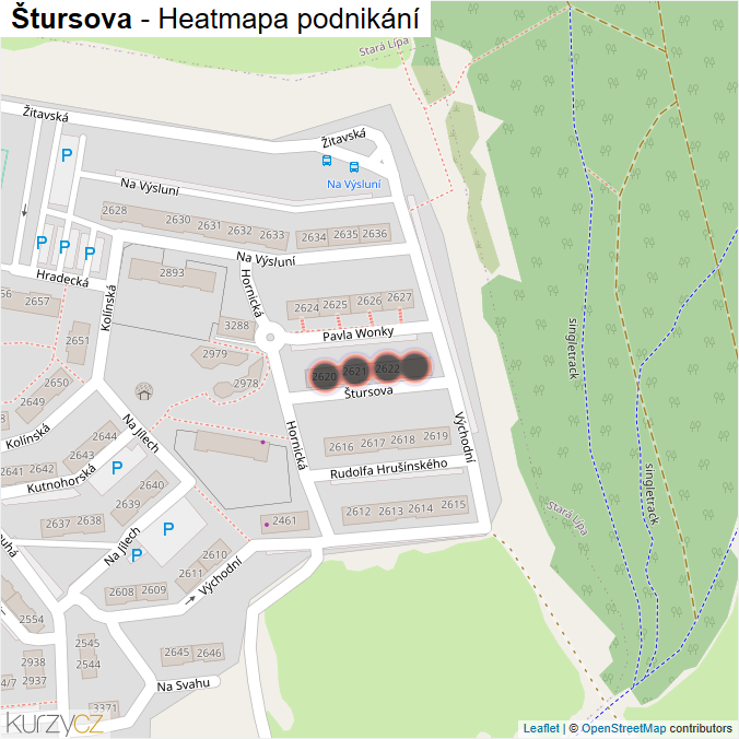 Mapa Štursova - Firmy v ulici.