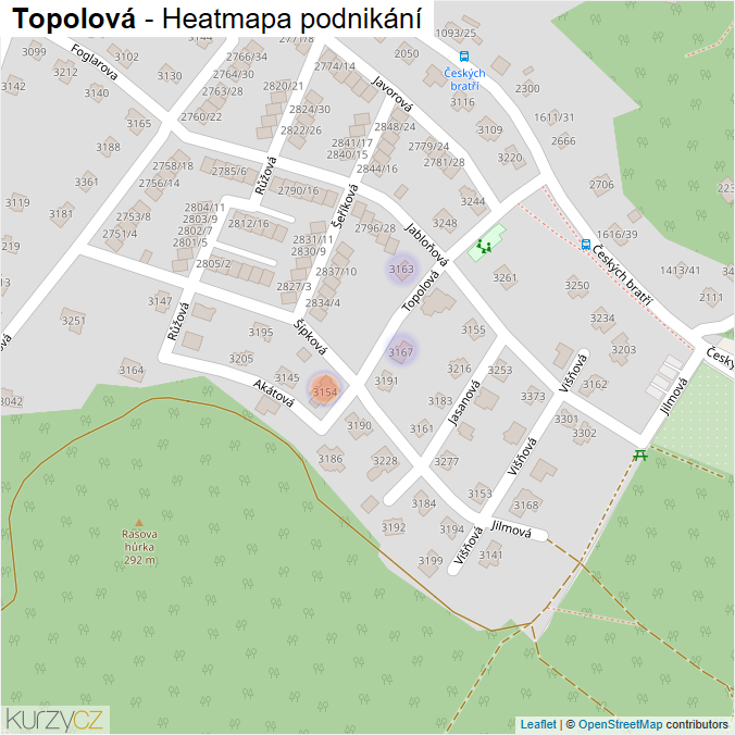 Mapa Topolová - Firmy v ulici.