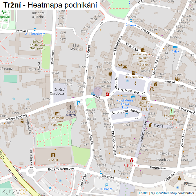 Mapa Tržní - Firmy v ulici.