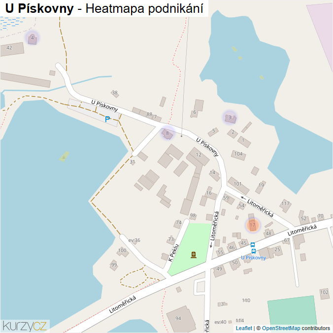 Mapa U Pískovny - Firmy v ulici.