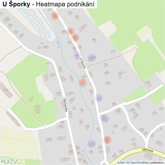 Mapa U Šporky - Firmy v ulici.