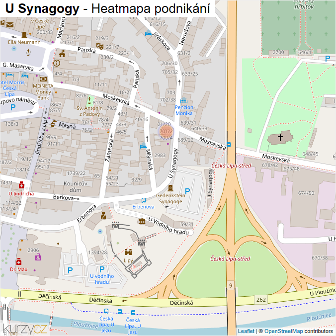 Mapa U Synagogy - Firmy v ulici.