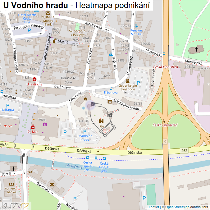 Mapa U Vodního hradu - Firmy v ulici.