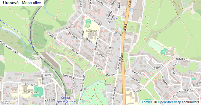 Uranová - mapa ulice