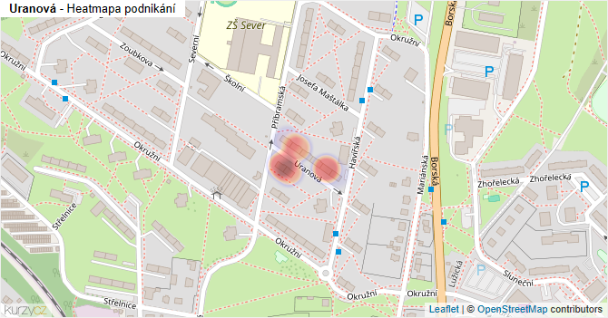 Uranová - mapa podnikání