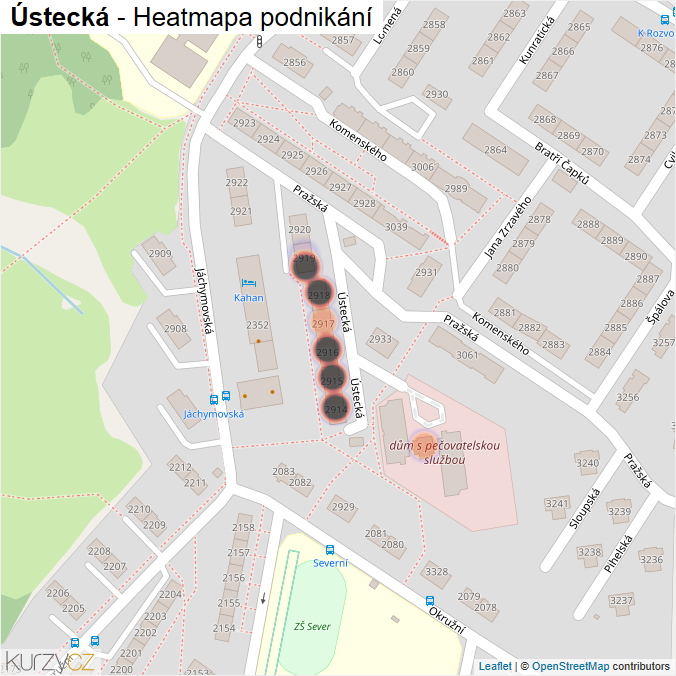 Mapa Ústecká - Firmy v ulici.