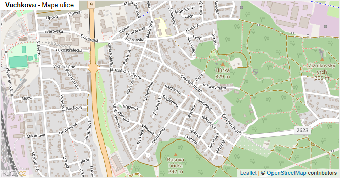 Vachkova - mapa ulice