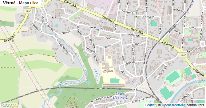 Větrná - mapa ulice