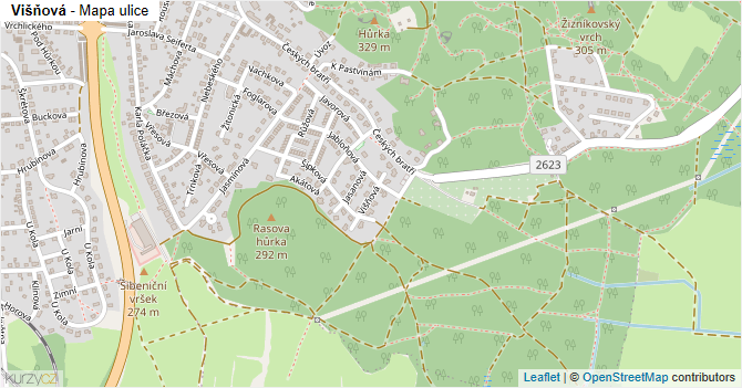 Višňová - mapa ulice