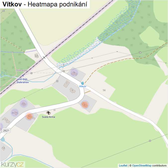 Mapa Vítkov - Firmy v části obce.