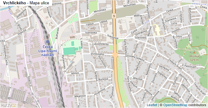 Vrchlického - mapa ulice