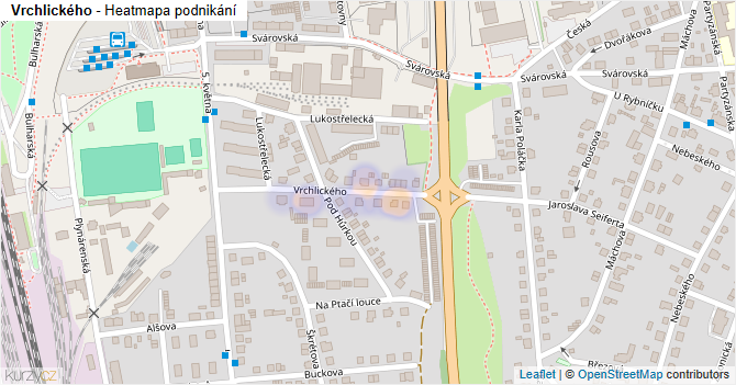 Vrchlického - mapa podnikání