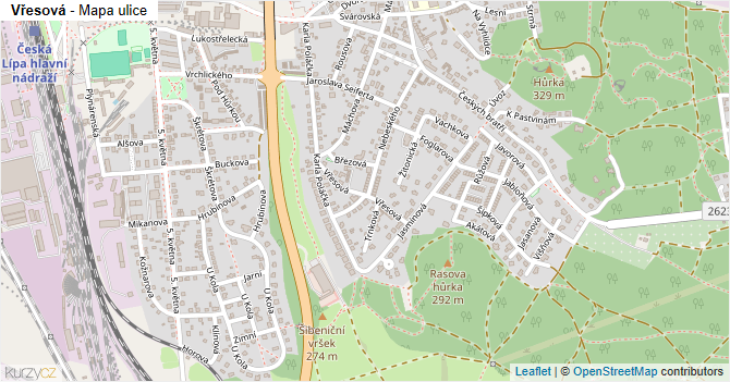 Vřesová - mapa ulice