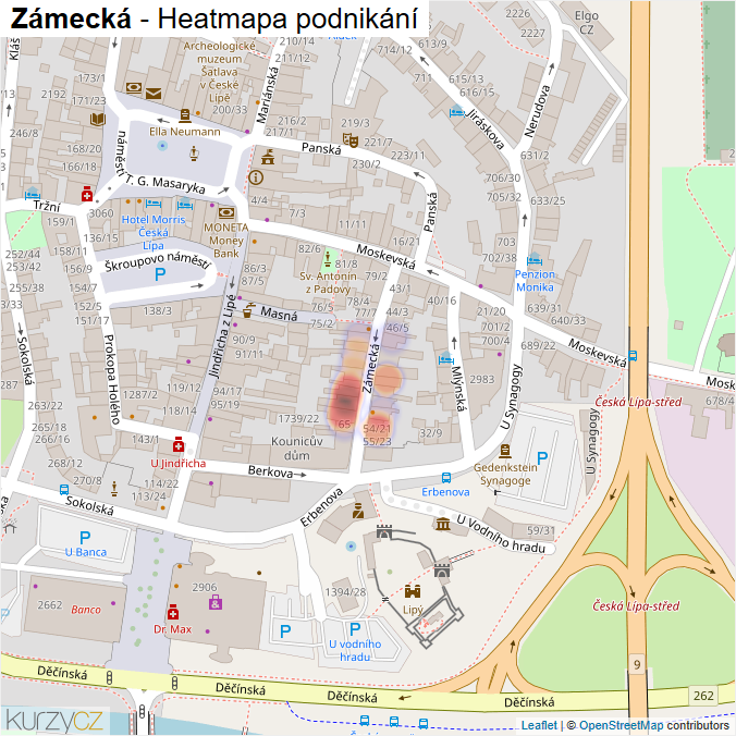 Mapa Zámecká - Firmy v ulici.