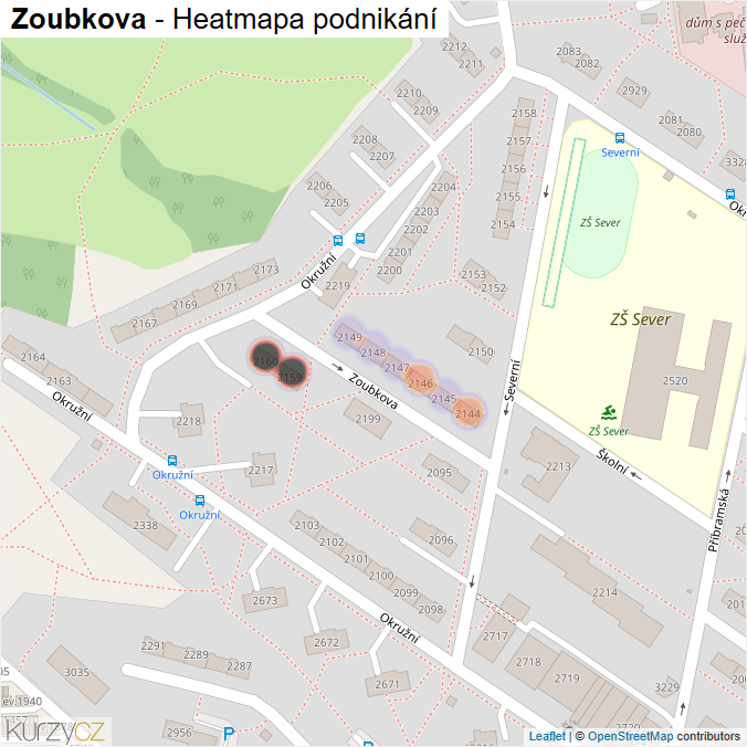 Mapa Zoubkova - Firmy v ulici.