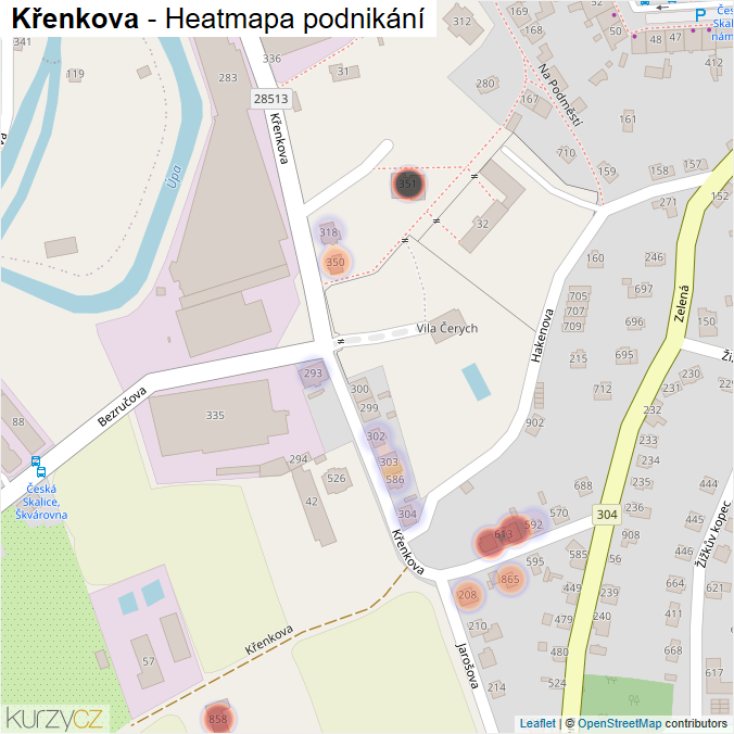 Mapa Křenkova - Firmy v ulici.