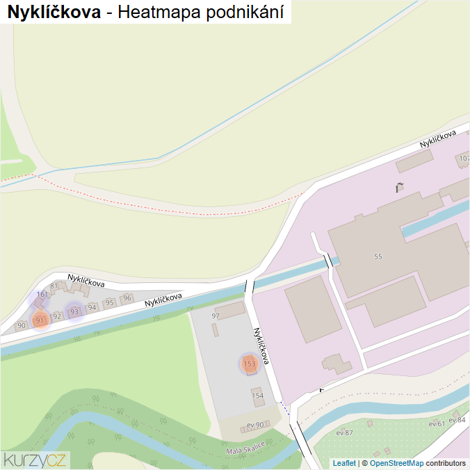 Mapa Nyklíčkova - Firmy v ulici.