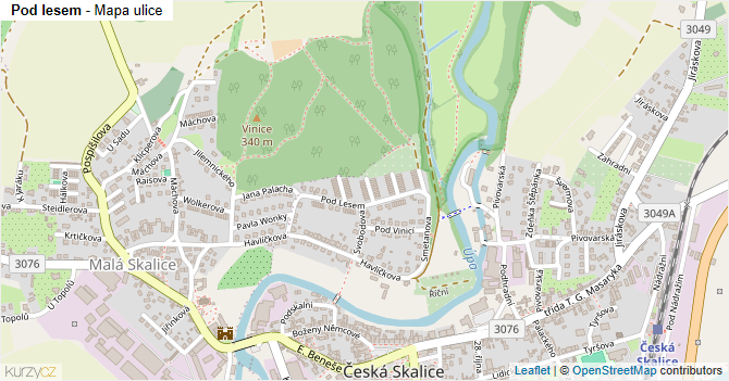 Pod lesem - mapa ulice