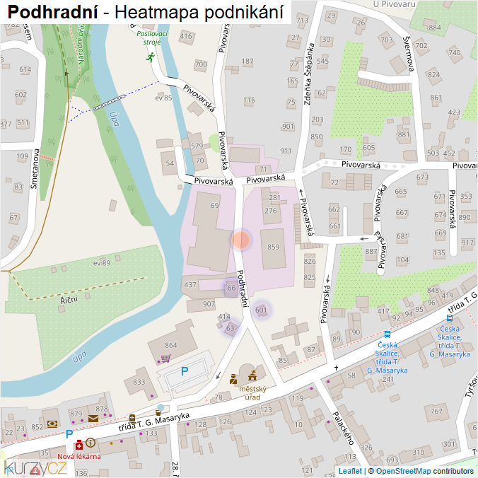 Mapa Podhradní - Firmy v ulici.