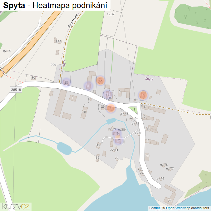 Mapa Spyta - Firmy v části obce.
