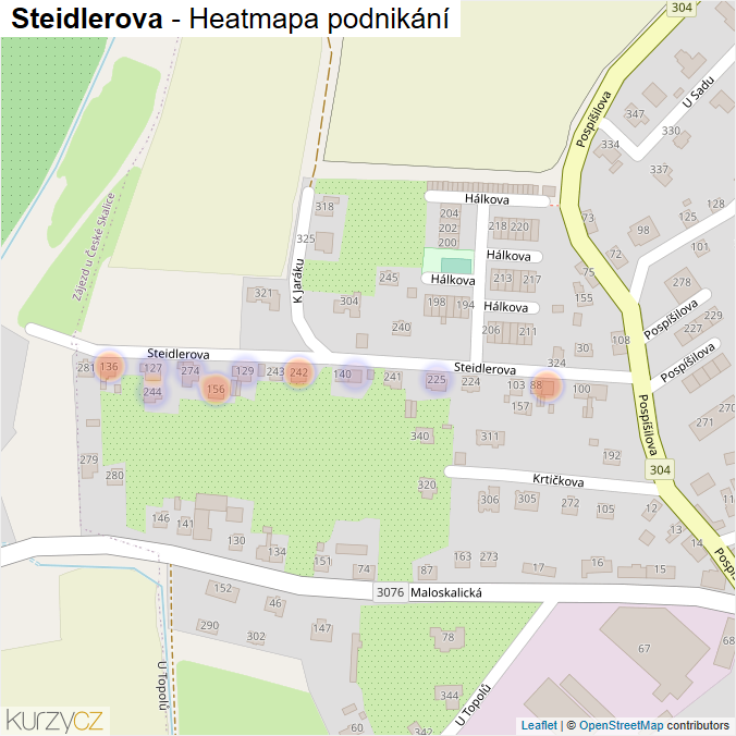 Mapa Steidlerova - Firmy v ulici.