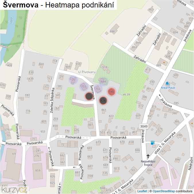 Mapa Švermova - Firmy v ulici.