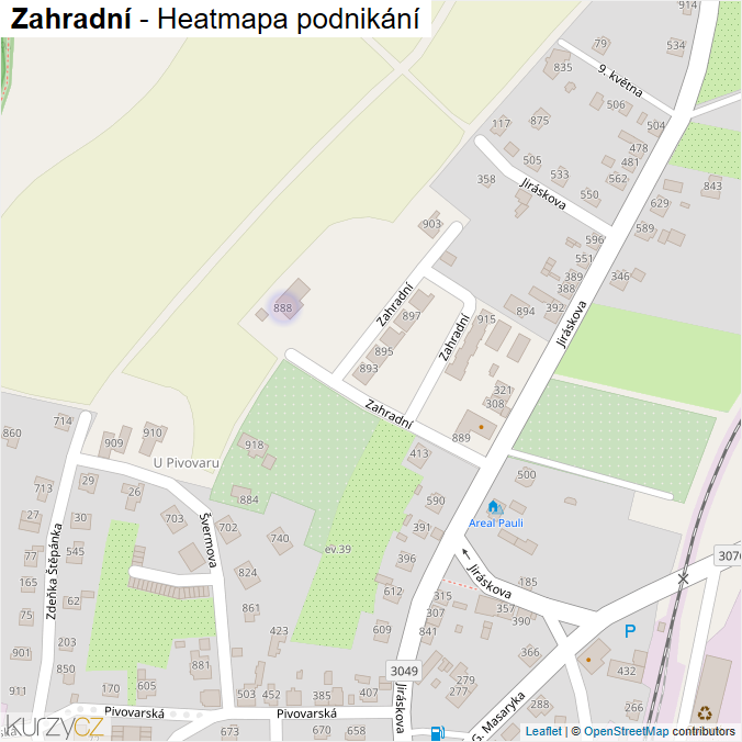 Mapa Zahradní - Firmy v ulici.