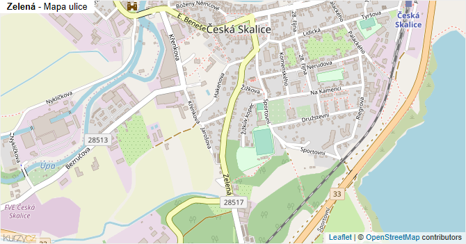Zelená - mapa ulice