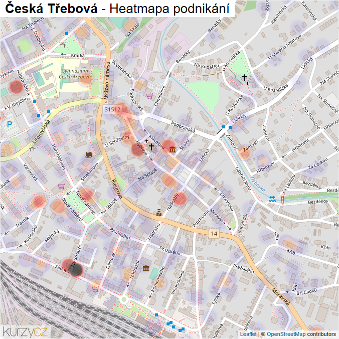 Mapa Česká Třebová - Firmy v obci.