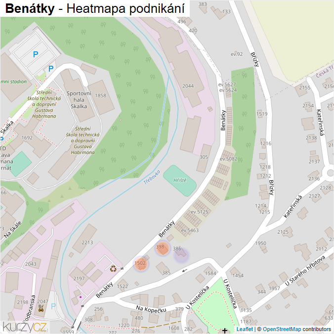 Mapa Benátky - Firmy v ulici.