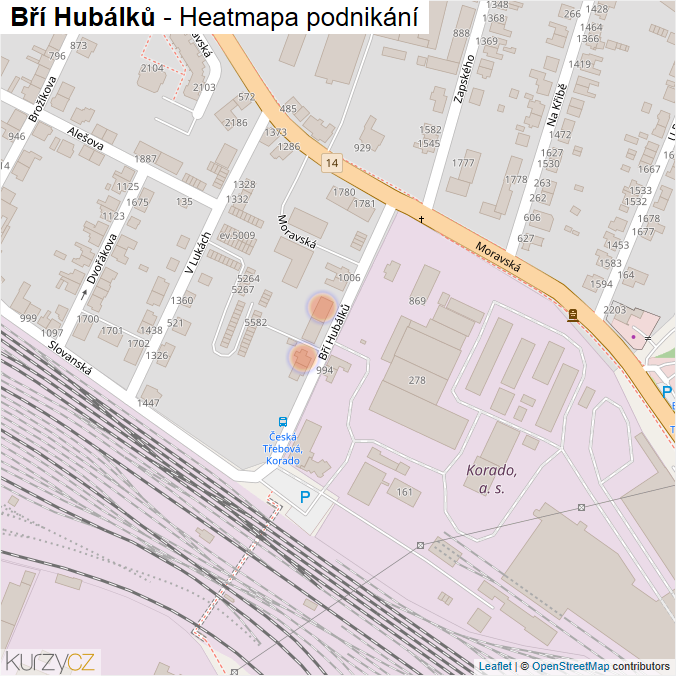 Mapa Bří Hubálků - Firmy v ulici.