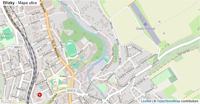 Břízky - mapa ulice