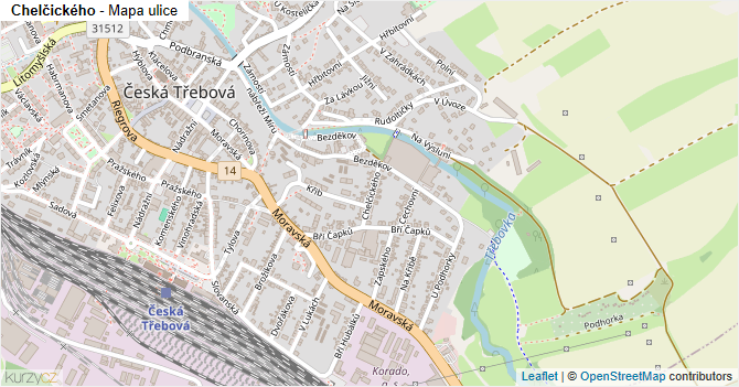 Chelčického - mapa ulice