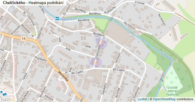 Chelčického - mapa podnikání