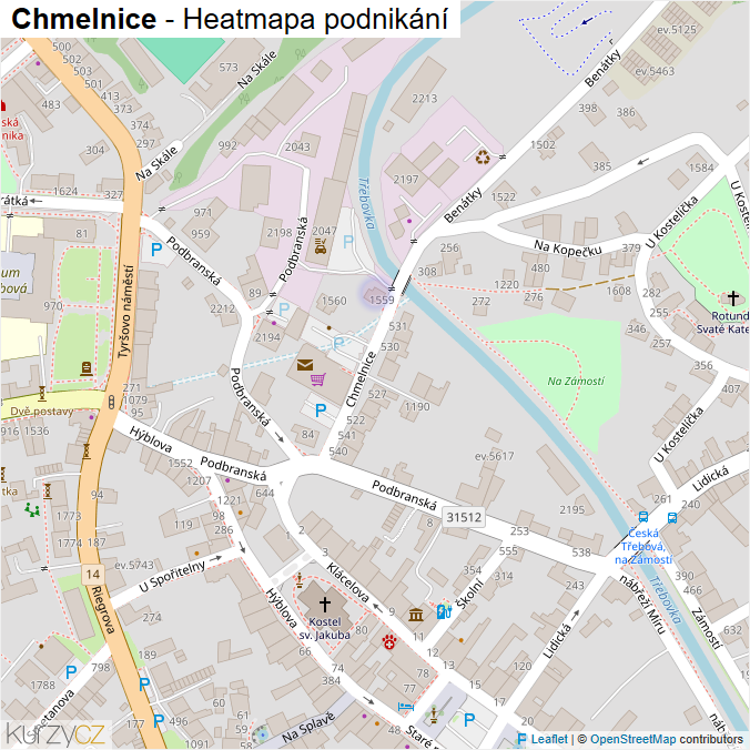 Mapa Chmelnice - Firmy v ulici.