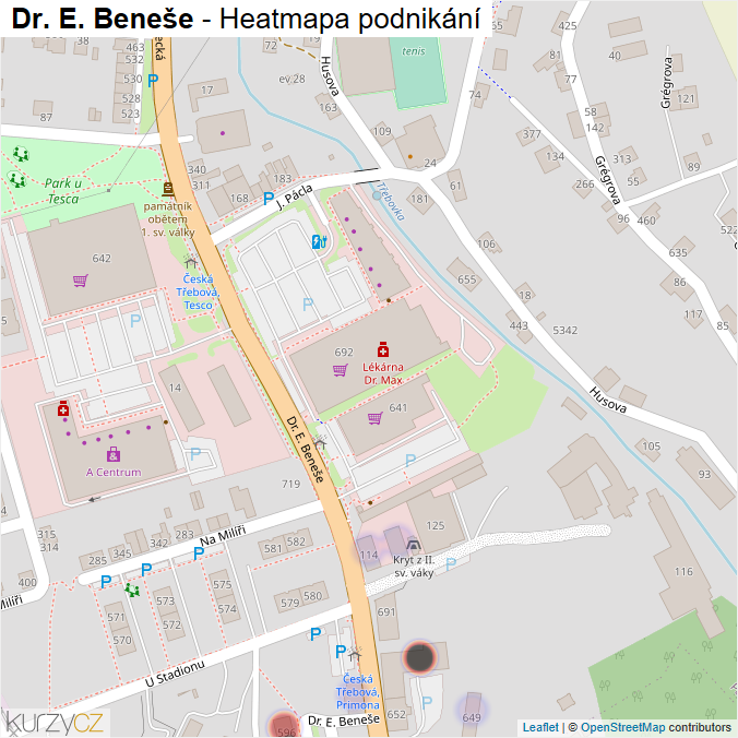 Mapa Dr. E. Beneše - Firmy v ulici.