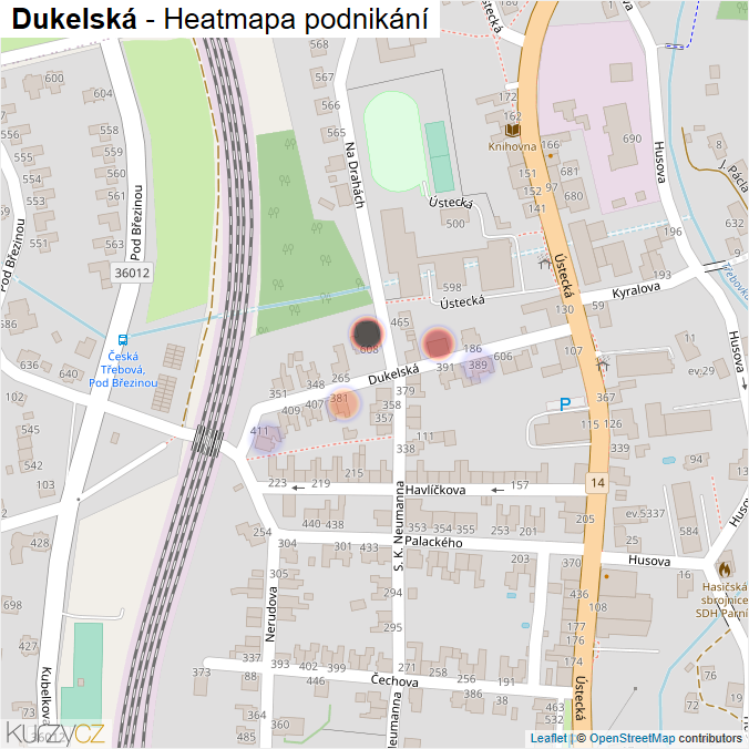 Mapa Dukelská - Firmy v ulici.