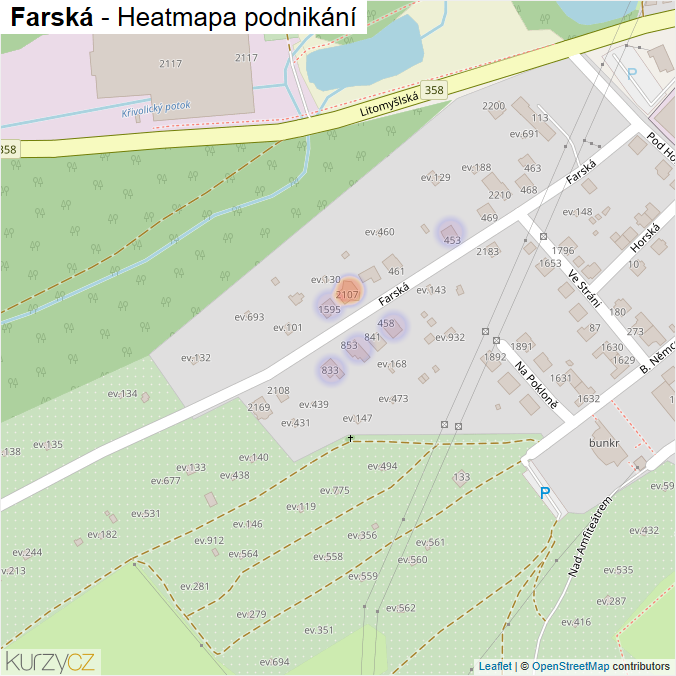 Mapa Farská - Firmy v ulici.