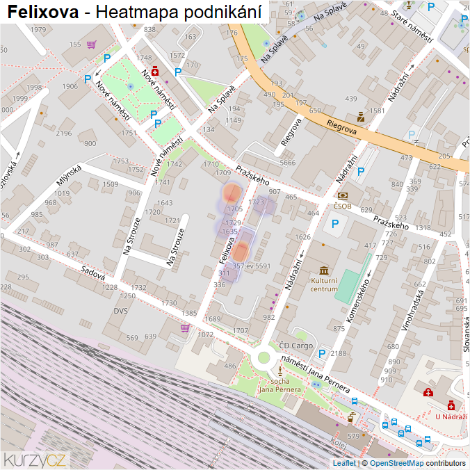 Mapa Felixova - Firmy v ulici.